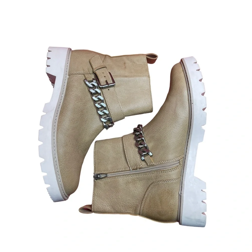 Dolce Vida Paulie Buckle & Chain Strap Biker Boots Sz 9 - Picture 2 of 7